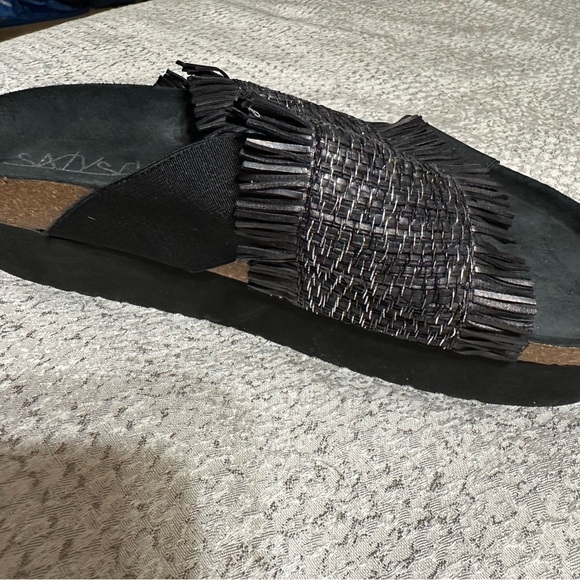 Seven7 Black and Gray Fringe Sandals - Picture 2 of 3